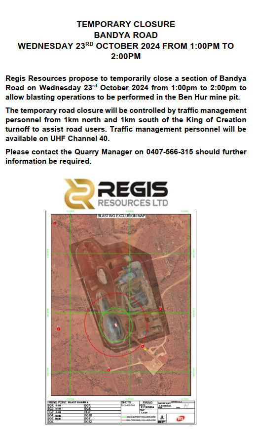 Temporary Closure Bandya Road