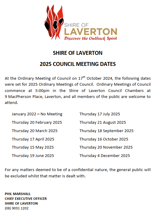 2025 Council Meeting Dates